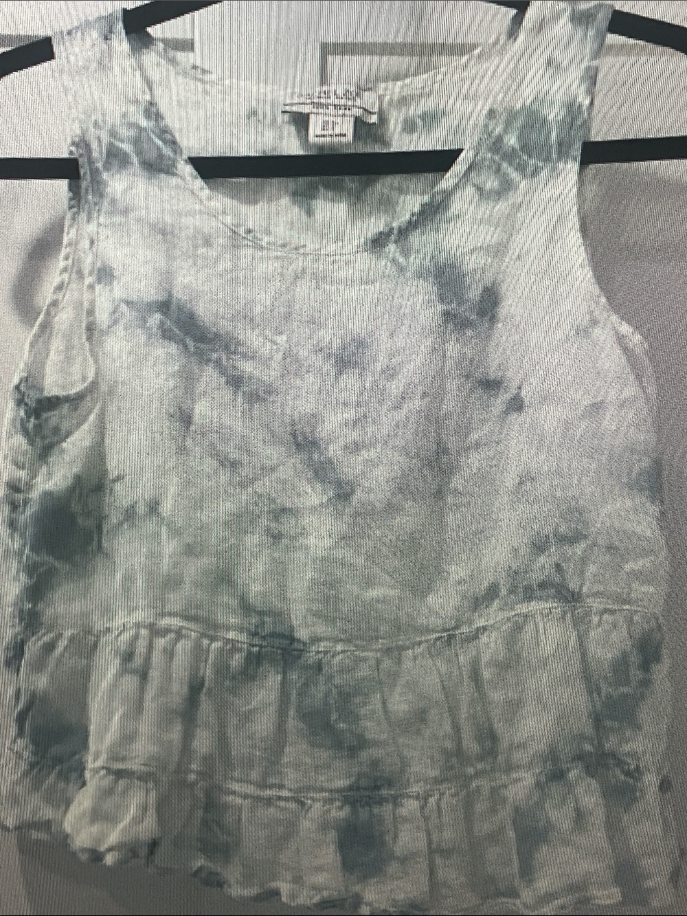 Rachel Zoe Light Blue Tie-Dye Ruffle Hem Tank
